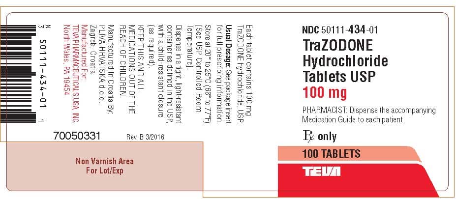 PLIVA 434 Trazodone Hydrochloride 100 mg